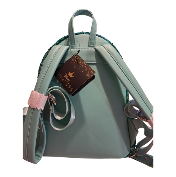 New With Tags Loungefly Disney Little Mermaid Snow Globe Sequin Mini Backpack - Picture 2 of 8